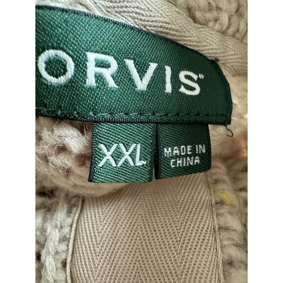 Orvis XXL Mens 100%  Wool Beige Tan Sweater Heavy Knitted - Picture 2 of 11